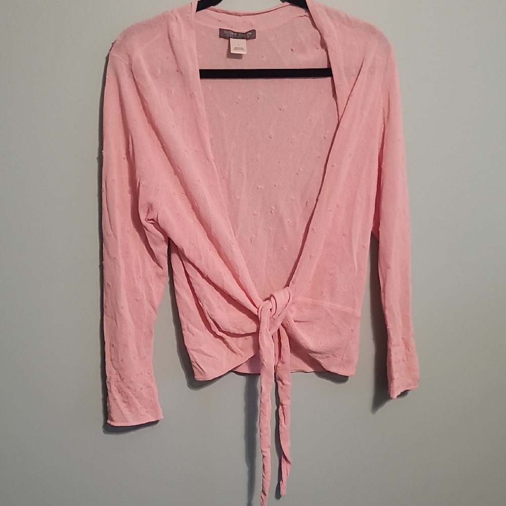 Sigrid Olsen Light Pink Tie-Front Blouse/Cardigan